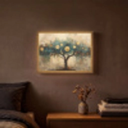 Boom - Abstract - Bruin - Goud - Industrieel Light Box met batterij (Wandlamp) middel -sfeer4