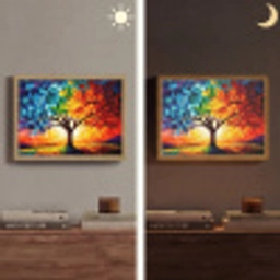 Boom - Kunst - Natuur - Zonsondergang Light Box met batterij (Wandlamp) middel -sfeer3