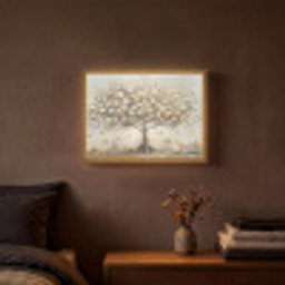 Boom - Beige - Goud - Verflook - Grijs Light Box met batterij (Wandlamp) middel -sfeer4