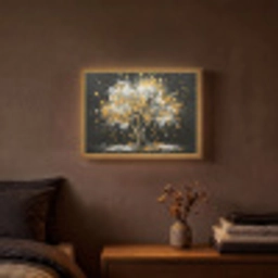 Boom - Zwart - Goud - Wit - Modern Light Box met batterij (Wandlamp) middel -sfeer4