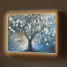Boom - Blauw - Goud - Abstract Light Box met batterij (Wandlamp) middel -z3d_website