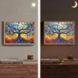 Boom - Kleurrijk - Bloemen - Kunst - Abstract Light Box met batterij (Wandlamp) middel -sfeer3