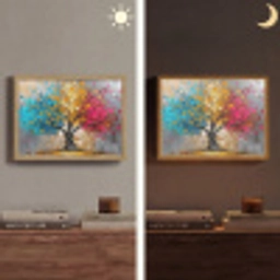 Boom - Kleurrijk - Grijs - Modern Light Box met batterij (Wandlamp) middel -sfeer3