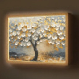 Boom - Bloemen - Goud - Beige Light Box met batterij (Wandlamp) middel -z3d_website