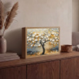 Boom - Bloemen - Goud - Beige Light Box met batterij (Wandlamp) middel -sfeer2