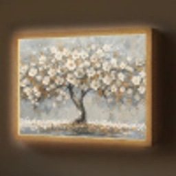 Boom - Goud - Bloemen - Abstract - Kunst Light Box met batterij (Wandlamp) middel -z3d_website