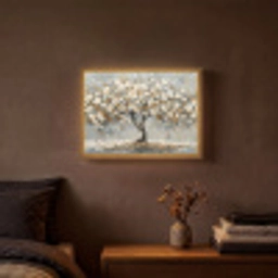 Boom - Goud - Bloemen - Abstract - Kunst Light Box met batterij (Wandlamp) middel -sfeer4