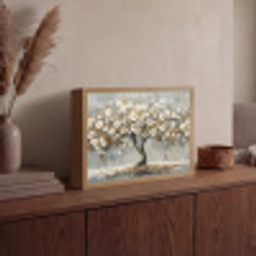 Boom - Goud - Bloemen - Abstract - Kunst Light Box met batterij (Wandlamp) middel -sfeer2
