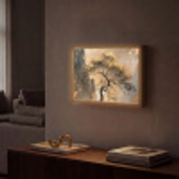 Boom - Goud - Landschap - Verf Light Box met batterij (Wandlamp) middel -sfeer1