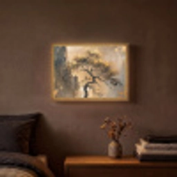 Boom - Goud - Landschap - Verf Light Box met batterij (Wandlamp) middel -sfeer4
