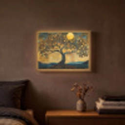 Boom - Industrieel - Abstract - Geel Light Box met batterij (Wandlamp) middel -sfeer4