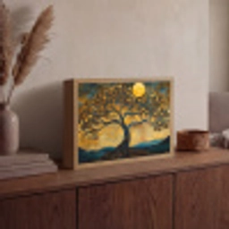 Boom - Industrieel - Abstract - Geel Light Box met batterij (Wandlamp) middel -sfeer2