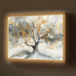 Boom - Modern - Abstract - Goud - Zwart - Wit Light Box met batterij (Wandlamp) middel -z3d_website