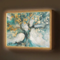 Boom - Modern - Verflook - Turquoise - Goud Light Box met batterij (Wandlamp) middel -z3d_website