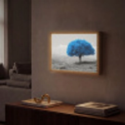 Boom - Natuur - Blauw - Zwart wit Light Box met batterij (Wandlamp) middel -sfeer1