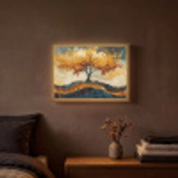 Boom - Natuur - Goud - Modern Light Box met batterij (Wandlamp) middel -sfeer4
