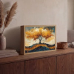 Boom - Natuur - Goud - Modern Light Box met batterij (Wandlamp) middel -sfeer2