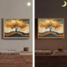 Boom - Natuur - Goud - Modern Light Box met batterij (Wandlamp) middel -sfeer3