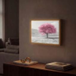 Boom - Natuur - Roze - Zwart wit Light Box met batterij (Wandlamp) middel -sfeer1