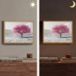Boom - Natuur - Roze - Zwart wit Light Box met batterij (Wandlamp) middel -sfeer3