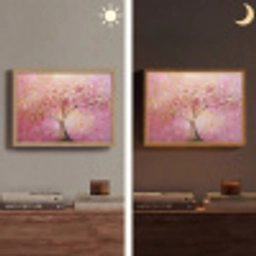 Boom - Roze - Goud - Modern Light Box met batterij (Wandlamp) middel -sfeer3