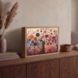 Boom - Paars - Abstract - Kunst Light Box met batterij (Wandlamp) middel -sfeer2