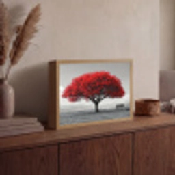 Boom - Rood - Natuur - Zwart wit Light Box met batterij (Wandlamp) middel -sfeer2