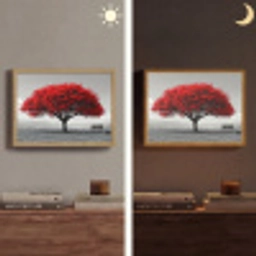 Boom - Rood - Natuur - Zwart wit Light Box met batterij (Wandlamp) middel -sfeer3