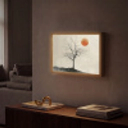 Boom - Zon - Modern - Landschap Light Box met batterij (Wandlamp) middel -sfeer1