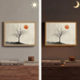 Boom - Zon - Modern - Landschap Light Box met batterij (Wandlamp) middel -sfeer3