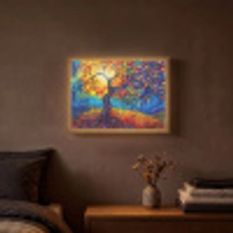 Boom - Zon - Verflook - Kleuren - Abstract Light Box met batterij (Wandlamp) middel -sfeer4