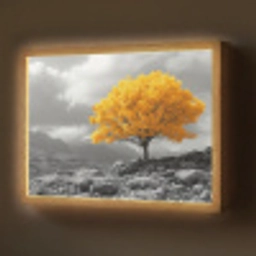 Boom - Geel - Natuur - Zwart wit Light Box met batterij (Wandlamp) middel -z3d_website