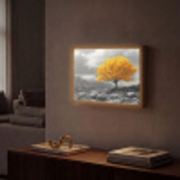 Boom - Geel - Natuur - Zwart wit Light Box met batterij (Wandlamp) middel -sfeer1