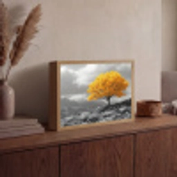 Boom - Geel - Natuur - Zwart wit Light Box met batterij (Wandlamp) middel -sfeer2