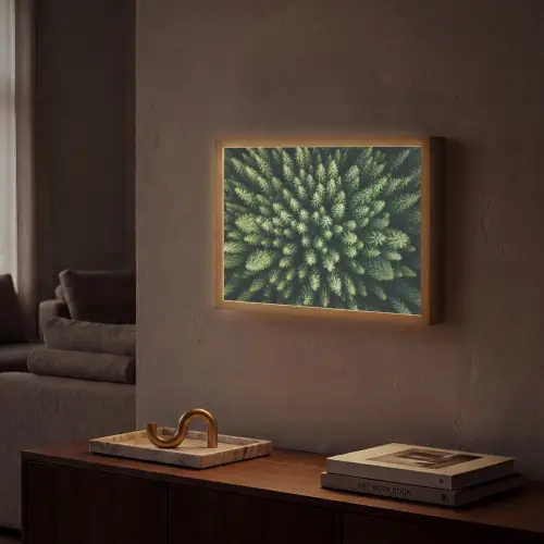 Bomen - Naaldwoud - Structuur Light Box met batterij (Wandlamp) middel -sfeer1