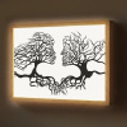 Bomen - Gezicht - Kunst - Abstract Light Box met batterij (Wandlamp) middel -z3d_website