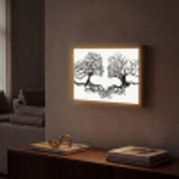 Bomen - Gezicht - Kunst - Abstract Light Box met batterij (Wandlamp) middel -sfeer1