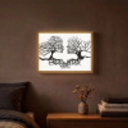 Bomen - Gezicht - Kunst - Abstract Light Box met batterij (Wandlamp) middel -sfeer4