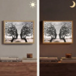 Bomen - Gezicht - Bladeren - Moderne kunst Light Box met batterij (Wandlamp) middel -sfeer3