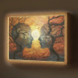 Bomen - Gezichten - Zon - Kunst Light Box met batterij (Wandlamp) middel -z3d_website