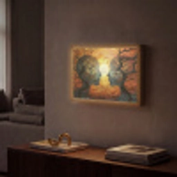 Bomen - Gezichten - Zon - Kunst Light Box met batterij (Wandlamp) middel -sfeer1