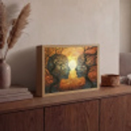 Bomen - Gezichten - Zon - Kunst Light Box met batterij (Wandlamp) middel -sfeer2