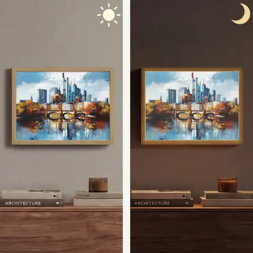 Bomen Frankfurt- Stad - Skyline - Brug Light Box met batterij (Wandlamp) middel -sfeer3
