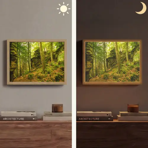 Bomen - Steen - Bos - Natuur - Planten Light Box met batterij (Wandlamp) middel -sfeer3
