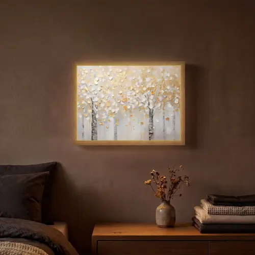 Bomen - Aquarel - Kunst - Natuur Light Box met batterij (Wandlamp) middel -sfeer4