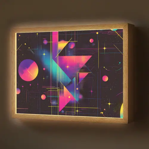 Driehoeken - Cirkels - Abstract - Sterren Light Box met batterij (Wandlamp) middel -z3d_website