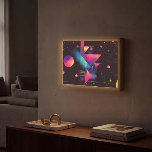 Driehoeken - Cirkels - Abstract - Sterren Light Box met batterij (Wandlamp) middel -sfeer1