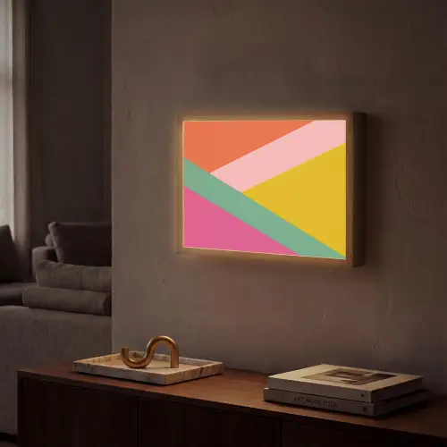 Driehoeken - Kleurrijk - Abstract Light Box met batterij (Wandlamp) middel -sfeer1