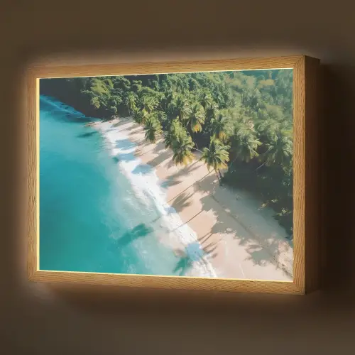 Tropisch - Strand - Water - Palmbomen Light Box met batterij (Wandlamp) middel -z3d_website