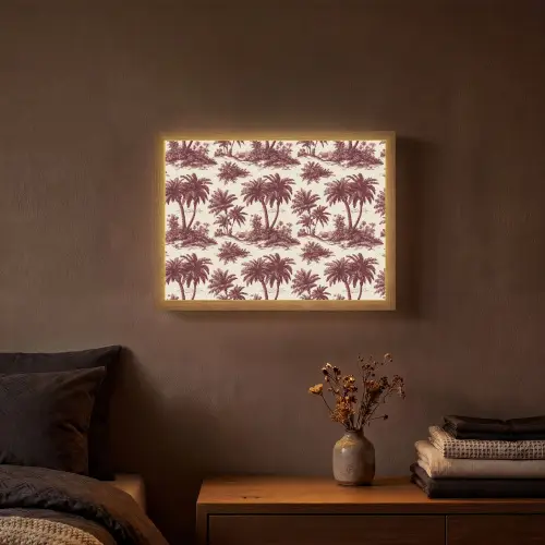 Tropisch - Geometrisch - Bordeauxrood Light Box met batterij (Wandlamp) middel 907 -sfeer4